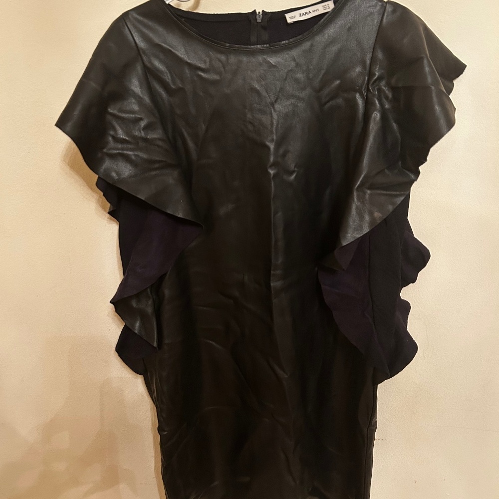 Zara Faux leather knee length dress